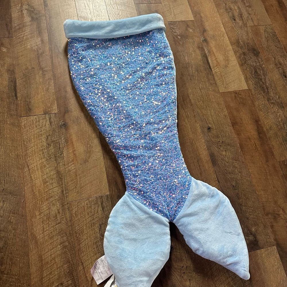 Cynthia Rowley Blue Sequin Mermaid Tail Blanket